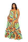 Abstract Stripe Maxi  Dress (Plus)