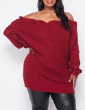 Off Shoulder Tunic Sweater (Plus)
