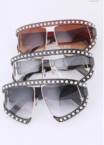 Pearl Accent Oversize Iconic Sunglasses