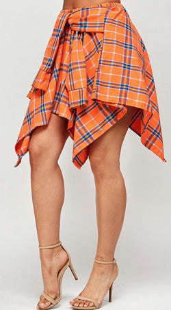 Orange Play Asymmetric Skirt (Small - 2XL))
