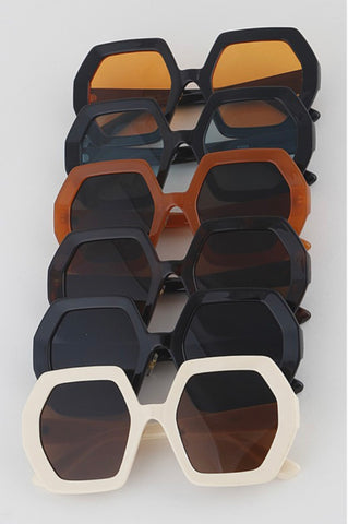 Hexagonal Thick Frame Sunglasses